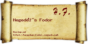 Hegedűs Fodor névjegykártya