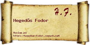 Hegedűs Fodor névjegykártya